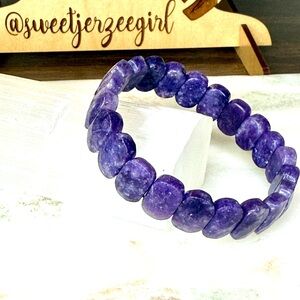 Lepidolite Purple Mica Stone of Transition Faceted Tile Bracelet 17825